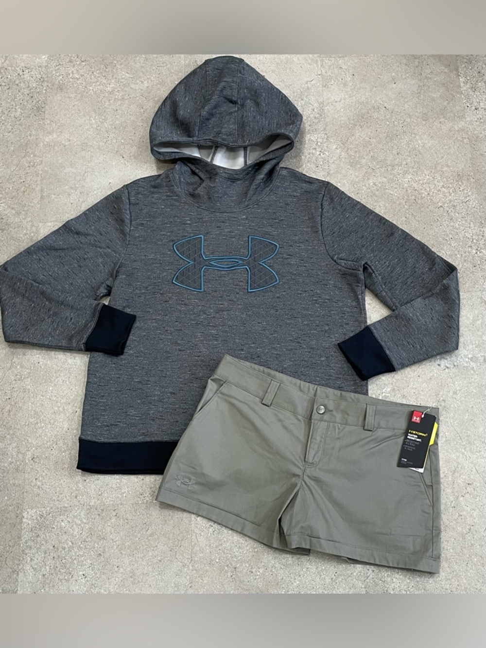 Womens UNDER ARMOUR Shorts & Hoodie Sweatshirt, sz 10….1 NWT